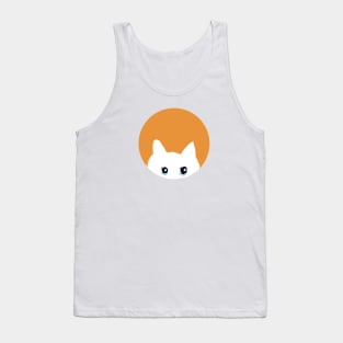 White Cat Face Tank Top